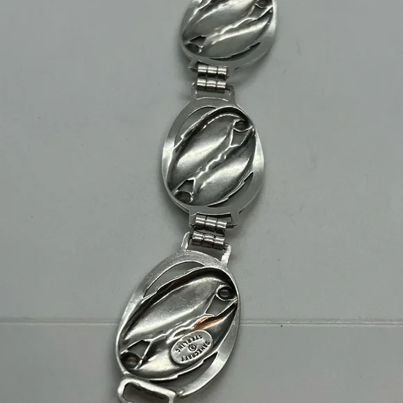 DANECRAFT 925 Silver Vintage Floral Leaf Link Chain Bracelet